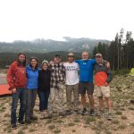 Marlin (far right) and Mary (third from left) Yoder visit with Discovery members who are part of Community Mennonite Church in Harrisonburg, Virginia, at Rocky Mountain National Park