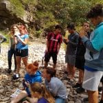 Environmental sustainability students and chemistry students on field trip to study the North Fork in Bergton, Va. Photo by Kevin Carini.
