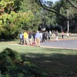 Students cross from the school into Park Woods for Spiritual Renewal Week on Sabbath practices