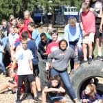 Eighth grade science students on EMES playground
