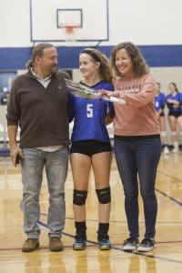 Maira Myers '20 with Dad, Gary '82, and mom Jolene.