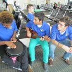 Luis Martinez (center) with Yona Daniel and Tyler Eshleman on the 2012 Touring Choir Europe trip. Courtesy photo.