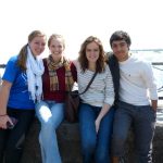 Left to right, Franka Hessel, Katie Martin, Madeline Hosteler and Luis Martinez,  at Niagra Falls during the 2012 Touring Choir E-term 
