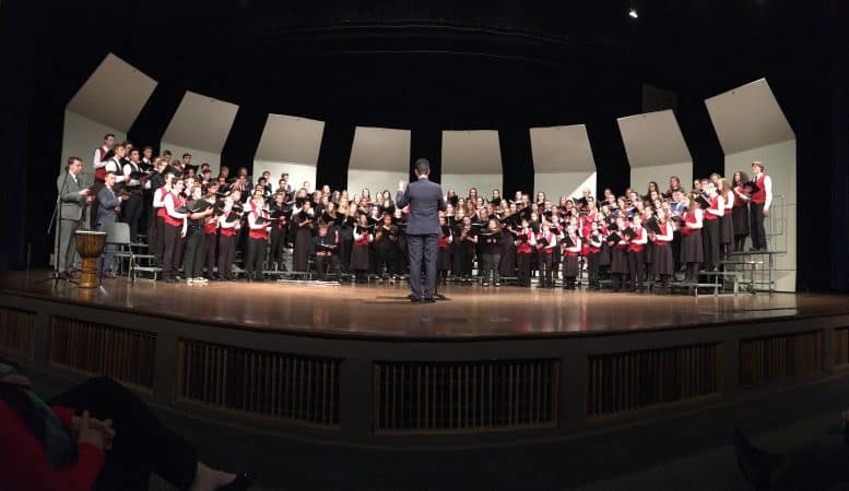 VOCES8 joins the Shenandoah Valley Children's Choir and EMS' Touring and Junior Choirs on stage, February 16, 2020