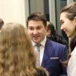 Barnaby Smith of VOCES8 after a concert. The group is always friendly and warm, taking time to interact with all students and guests.
