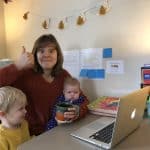 Hannah Bailey, first grade teacher, has a crowded home office!