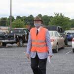 Elwood Yoder helping with parking lot graduation 2020