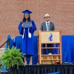 Rahel Lema and Princiipal Justin King, commencement 2021