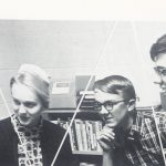 Young People Christian Association meeting, left to right, Wilma Ressler (secretary), Kathryn Stoltzfus (vice president), Tom Beachy (treasurer), and John Fairfield (president) 