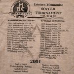 This is the original T-shirt design of the transition year between St. Vincent Invitational and the Menno Classic. The Menno Classic tournament name was coined after a tournament that Goshen College hosted (while Kendal Bauman was a collegiate player at GC) with the three Mennonite colleges; Goshen College, Hesston College and Eastern Mennonite University (then College).