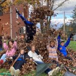 Sixth grade leaf raking in Park View 2021