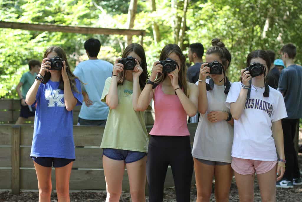 Digial photography with school cameras was one of many options for morning activities at Highland Retreat