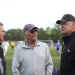 Former athletic director, Dave Bechler, with Sherm Eberly, former administrator and basketball coach, and Leo Heatwole '68. As a farmer's son, Heatwole was permitted to play one sport and chose basketball, missing out on the chance to play soccer, but being part of the EMHS early basketball days. Since then, he has been a staunch supporter of EMS athletics who has seen hundreds of soccer matches, as well as volleyball, basketball, tennis and other EMS athletics. Thank you Leo!