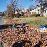 6th graders raked leaves around the school and in the neighborhood