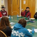 Anthony Khair speaks with students at Eastern Mennonite University