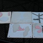 Raku ceramic tile quilt squares ready to fire