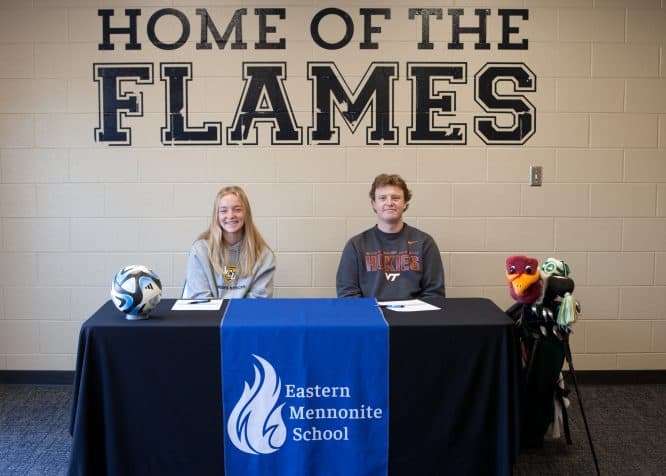 National signing day marked a significant milestone for two EMS seniors, Sarah Drooger and Ryan Slonaker. 