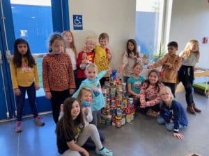 EMES students collected can food for donation to Patchwork Pantry